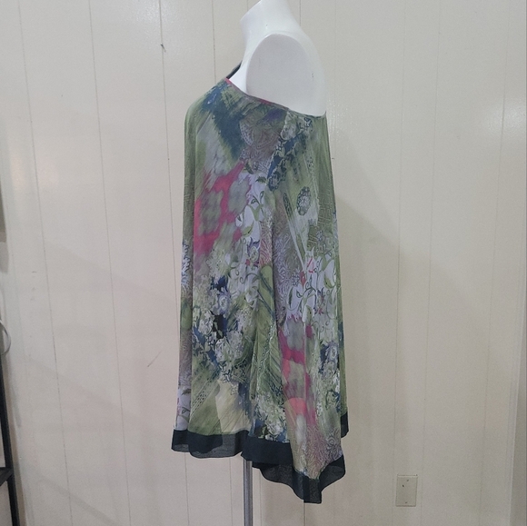 ABS by Allen Swartz Multi Color Tunic Dress Blouse Sz M Lined One Shoulder NWT - Picture 2 of 13